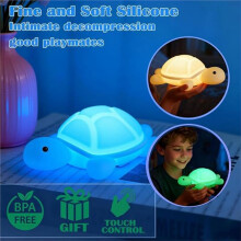 Sea Turtle Silicone Night Light 7 RGB Colors Dimmable Touch Lamp for Kids Bedroom & Nursery Decor