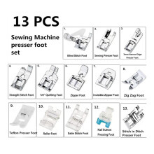 13Pcs Presser Feet Set for Household Sewing Machine, Low Shank Kit for Singer Janome Babylock