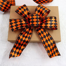 Halloween Grosgrain Ribbon Polka Dot Stripe Diamond Plaid for DIY Large Bow Wreath Tree Holiday Decoration