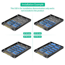Adaptateur Double M.2 Key B+M Vers U.2 SFF-8639 avec Boîtier, Compatible avec les Cartes de Conversion M.2 NVMe Key M.2 Vers U.2 SFF8639/SAS