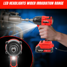 Clé à choc sans fil 21V, moteur brushless, 450N.m, 2200 RPM, avec batterie 1.5Ah, chargeur et lot de 14 douilles