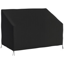 600D Oxford Cloth Furniture Cover, 2 Seater Sofa Protector for Garden Patio, Outdoor, Waterproof, Black, 140L x 84W x 56/94H cm