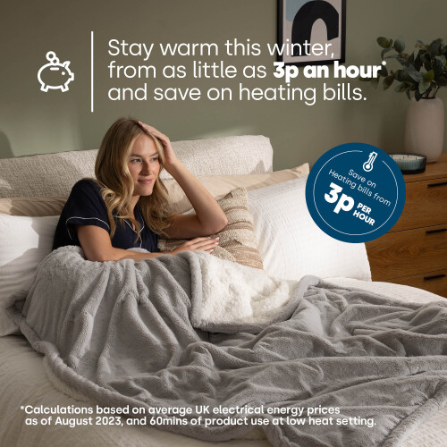 LIVIVO Premium Sherpa Heated Throw Grey 1
