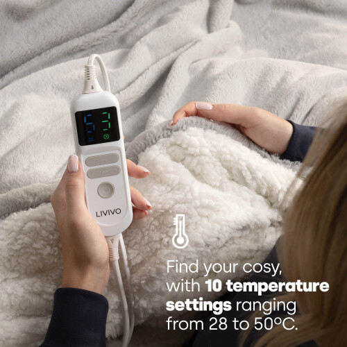 LIVIVO Premium Sherpa Heated Throw Grey 2