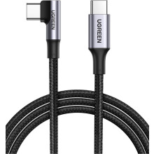 UGREEN USB-C-auf-USB-C-Schnellladekabel mit Winkelstecker, 100 W PD, 2 m - Schwarz