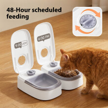Distributeur automatique de nourriture pour animaux, double bol 700 ml, minuterie 48h, pour chats et petits chiens