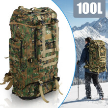 Sac à dos de randonnée et camping 100L, extensible et ergonomique, camouflage, tissu Oxford 600D