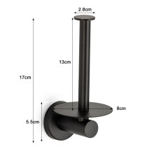 (Black)Porte-mouchoirs suspendu mural minimaliste en acier inoxydable pour cuisine et salle de bain d'utilisation
