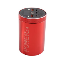DIY Powerbank Shell with Display for 7Cell 21700 Builds,Aluminum Housing and USB-A USB C DC5-12V Front Panel Setup Red