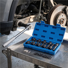 1/2 Inch Aandrijving Slagmoersleutelset met Stervormige Bits T30-T100 CrV Stalen Zeskantdoppen, Gereedschap voor Autoreparatie, Sleutelaccessoires