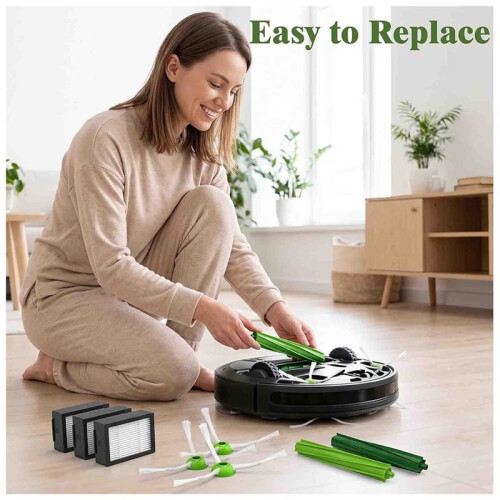Replacement Parts Kit for   E I J Series, Brush Filter Set Main Side Brush Filter Mop Dust Bag 17pcs 1