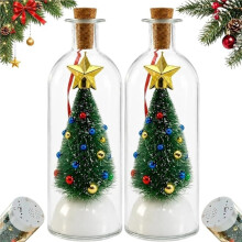 Christmas Tree Message in A Bottle, Recordable Glass Christmas Ornament Snowy Scene in Nostalgic Bottlefor Festive Party