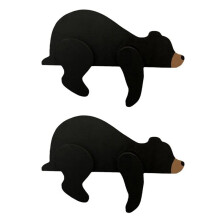 Wooden Bear Shelf Sitter, Woodland Nursery Decor for Baby Boy, Rustic Animal Figure for Shelf, Wall, Tabletop Black