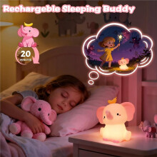 Silicone Elephant Night Light Rechargeable Portable Bedroom Lamp with Timer Dimmable Cute Kids Gift