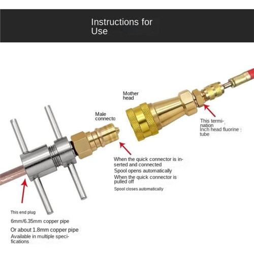 Refrigerator Fluorine Filling Quick Connector Tool 1/4 "Refrigerator Cleaning and Unblocking Pipeline Quick Connector B 2
