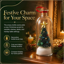Christmas Tree Message in A Bottle, Recordable Glass Christmas Ornament Snowy Scene in Nostalgic Bottlefor Festive Party