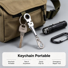 72-Tooth Keychain Ratchet Wrench, Chrome-Vanadium Steel Quick-Release Wrench, Automotive and Mechanical Repair Tool