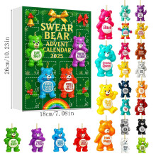 (Heart Bear)Calendrier de l'Avent de Noël unique avec figurines animaux en acrylique pour cadeau vacances