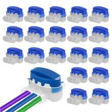 Lot de 20 connecteurs de câble étanches avec gel, pour robots tondeuses et fils électriques, Bleu-Blanc