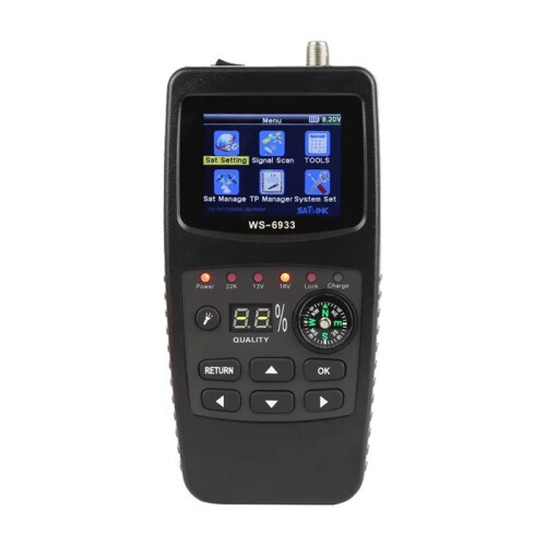 Localizador de Satélite Satlink WS-6933, Digital, DVB-S2, com Tela LCD de 2,1 Polegadas, Compatível com As Bandas C e KU e Plugue Europeu.