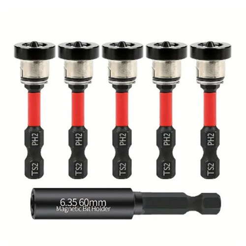 6pcs Drywall Screw Setter Set, 1/4" Hex Adjustable Depth Positioning Bits with Magnetic Bit Holder Extension Bar