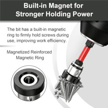 6-Teiliges Trockenbauschrauben-Set, 1/4"-Sechskant-Bits mit Einstellbarer Tiefenpositionierung, Magnetischer Bithalter-Verlängerungsstange