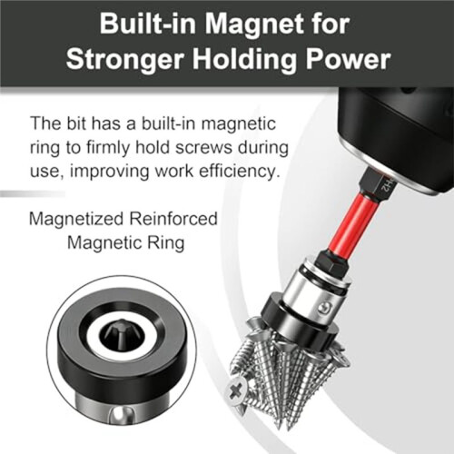 6pcs Drywall Screw Setter Set, 1/4" Hex Adjustable Depth Positioning Bits with Magnetic Bit Holder Extension Bar