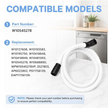 WPW10545278 Dishwasher Drain Loop Hose with Check Valve for   Models, with Installation Gloves