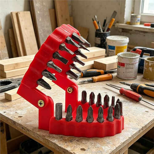 Fake Teeth Drill Bit Holder - Plastic Screwdriver Bit Organizer for Workshop, Garage DIY Tool Storage 1