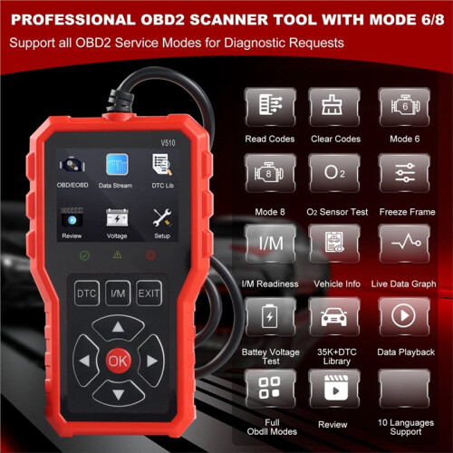 V510 Car Fault Analyzer Engine Fault Reading, OBD2 Compatible Automotive Diagnostic Tool 2