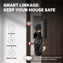 MOES Tuya ZigBee3.0 Window Door Gate Sensor Detector Home Security Alarm Life App for Alexa Home White