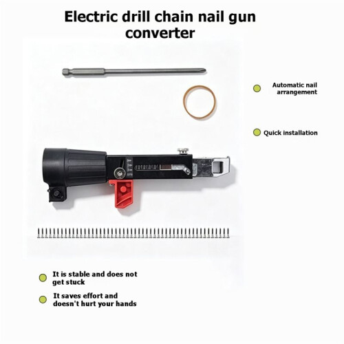 Auto Feed Chain Belt Screw Nailer Adapter Wood Carpentry Drywall Automatic Nailing Drill Attachment 2