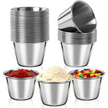 18er-Packung 75-Ml-Dipschalen, Edelstahl-Ramekins, Metallbecher für Saucen und Dips Zur Portionskontrolle, für die Zubereitung Von Mahlzeiten