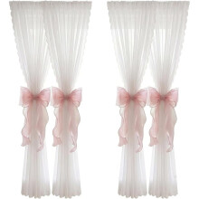 4-Pack PinkBow Curtain Tiebacks, Decorative Drape Holdbacks French Aesthetic Decor for Girls Bedroom & Living Room