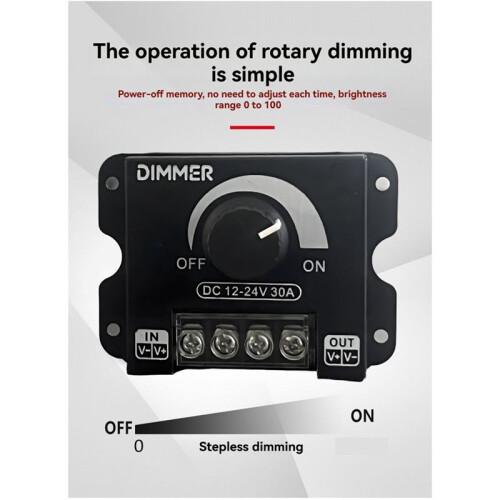 LED Dimmer  LED Strip Dimmer 12V-24V 30A LED Monochrome Controller PWM Digital Stepless Dimming