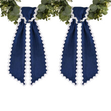 2 Pcs Scalloped Wreath Sash for Front Door Ruffle Lace Ribbon for Yard Porch Garland Home Decor