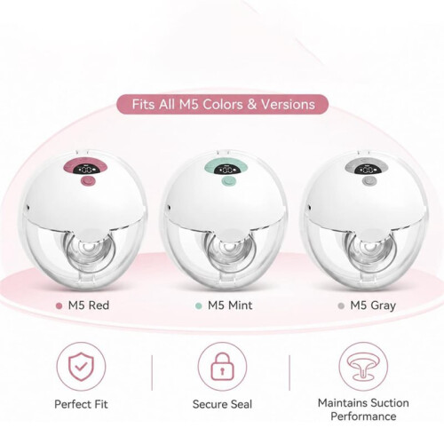 10-Pack Breast Pump Replacement Parts for  M5 - 24mm Double-Sealed Flanges + 15/17/19/21mm Inserts 2