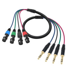 4 Channel XLR Female to 6.35mm Male Cables , 6.35mm to XLR Microphone Cable Stereo Audio Balanced