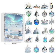 (Polar Bear)Calendario de Adviento de Navidad único con figuras de animales de acrílico para regalo navideño