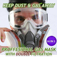 Masque Ă gaz 17 en 1 avec filtres 6001, protection respiratoire demi-visage en silicone pour travaux industriels et DIY
