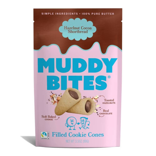 Muddy Bites Hazelnut Cocoa Shortbread Filled Cookie Cones (99g)