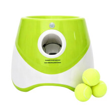 Lanceur de balle automatique pour chien moyen et grand, rechargeable USB avec 3 balles de tennis, Vert Type B