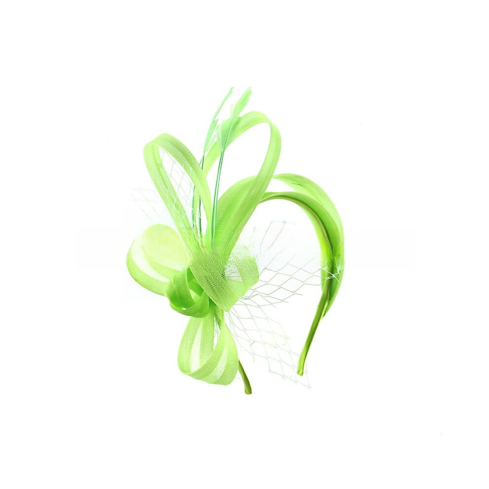 (Fuorescent Green)Accessorio Artistico Per Capelli Con Tessuto Piuma E Rete Per Donna Moda Retrò-image
