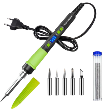 Kit Fer à Souder 90W, Écran LCD, Chauffe Rapide 180C-500C, 5 Pointes de Remplacement, Réparation Électronique et DIY