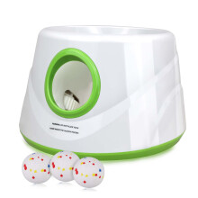 Lanceur de balle automatique pour chien moyen et grand, rechargeable USB, avec 3 balles de tennis ETPU, Vert-Type C