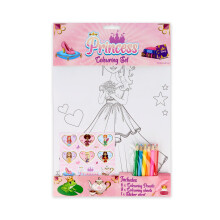 (1 Colouring Set) Princess Colouring Set with Stickers & Pencils