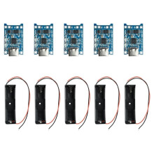 5 Módulos Cargadores de Baterías de Litio TC4056 18650 de 5 V y 1 A Tipo C con Soporte y Protección para Baterías