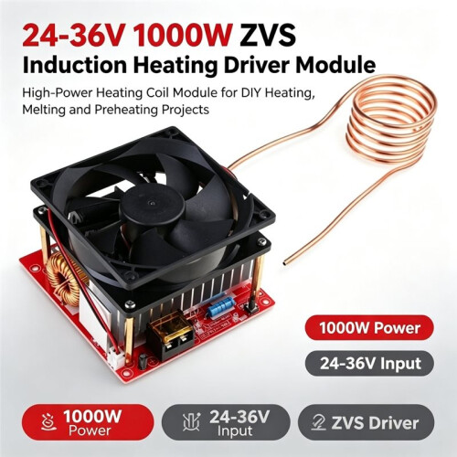 20A 24V-36V 1000W ZVS Induction Heating Board Module Driver Heater DIY High Frequency Induction Heating Machine Module 2