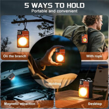 Portable Rechargeable LED Camping Light, Multi-Functional Carry- Lantern for Outdoor, Emergency Tent and Hiking Lamp