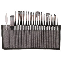 24Pcs Artist Paint Brush Set with Mixing Tools, Wooden Handle Nylon Brushes for DIY Oil, Acrylic Painting Art